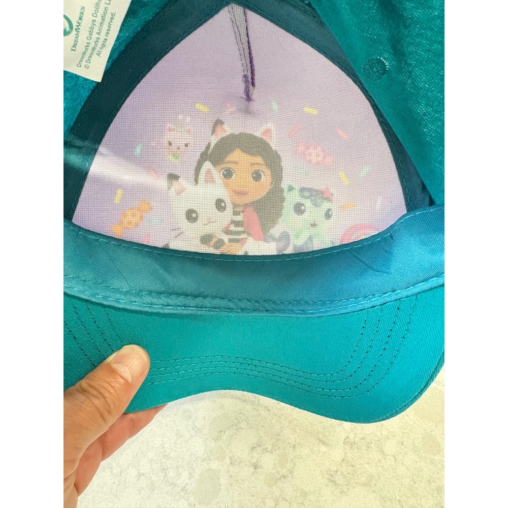 DreamWorks Gabbys Dollhouse Kids Teal Baseball Cap Hat Pandy Paws MerCat
